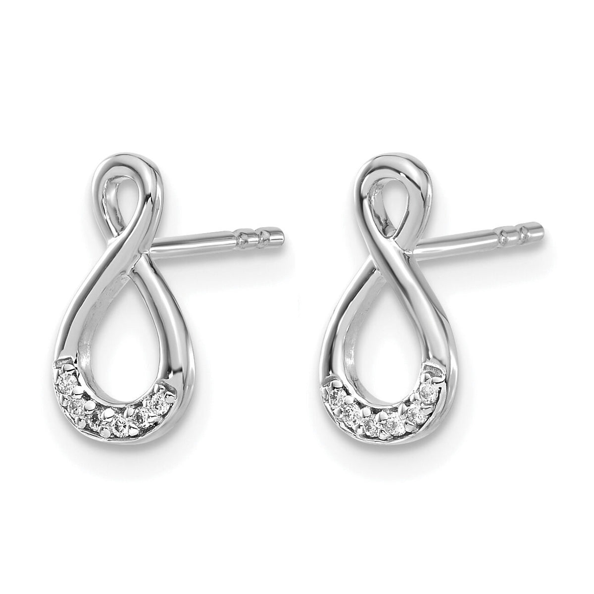14k White Gold Diamond Twisted Post Earrings-EM5515-005-WA