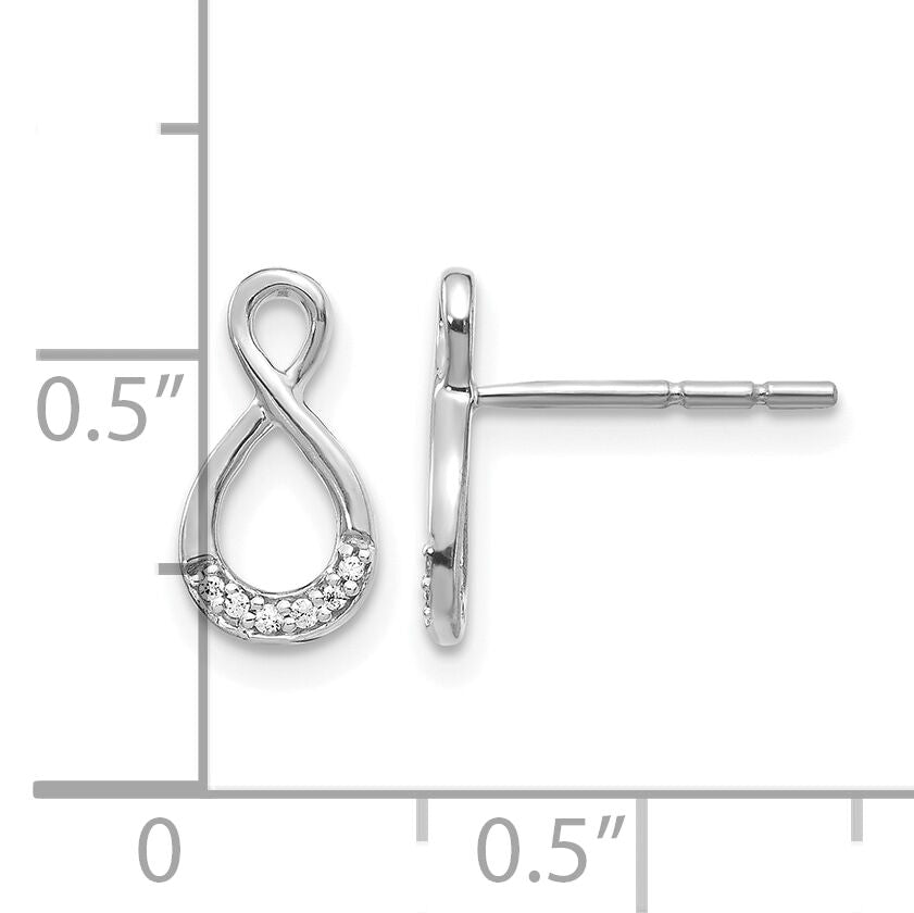 14k White Gold Diamond Twisted Post Earrings-EM5515-005-WA