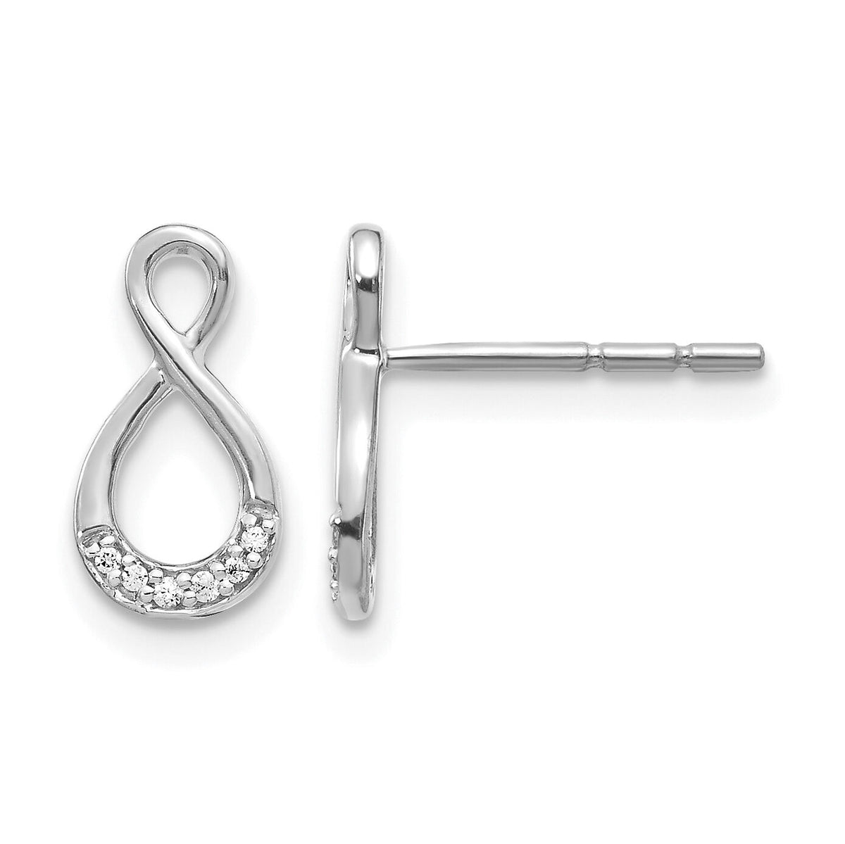 14k White Gold Diamond Twisted Post Earrings-EM5515-005-WA