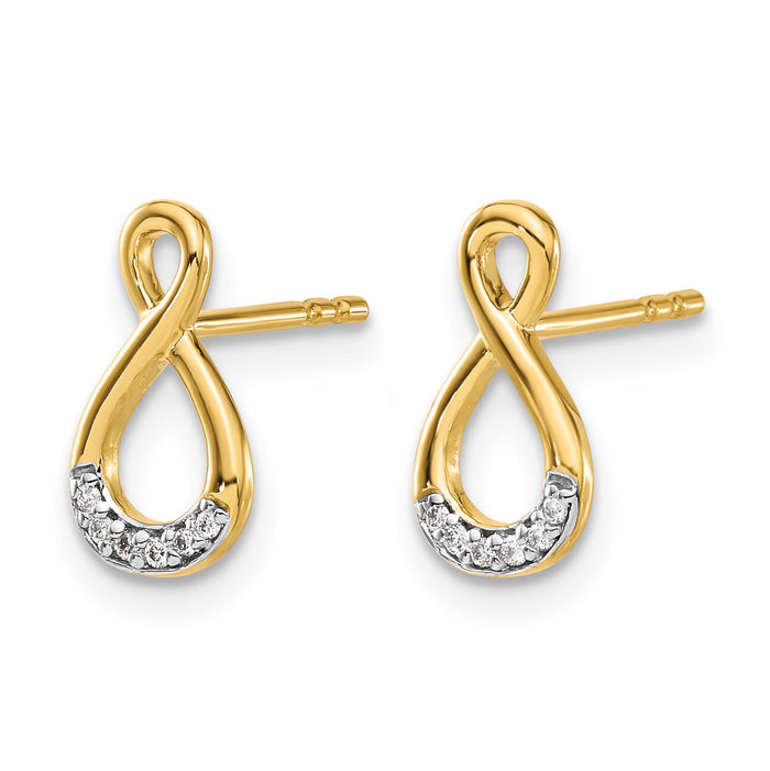 14k and Rhodium Diamond Twisted Post Earrings-EM5515-005-YA
