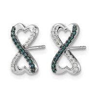 14k White Gold Blue and White Diamond Infinity Heart Post Earrings-EM5516-BD-016-WA