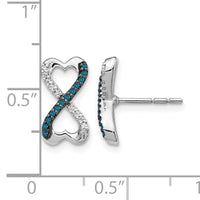 14k White Gold Blue and White Diamond Infinity Heart Post Earrings-EM5516-BD-016-WA