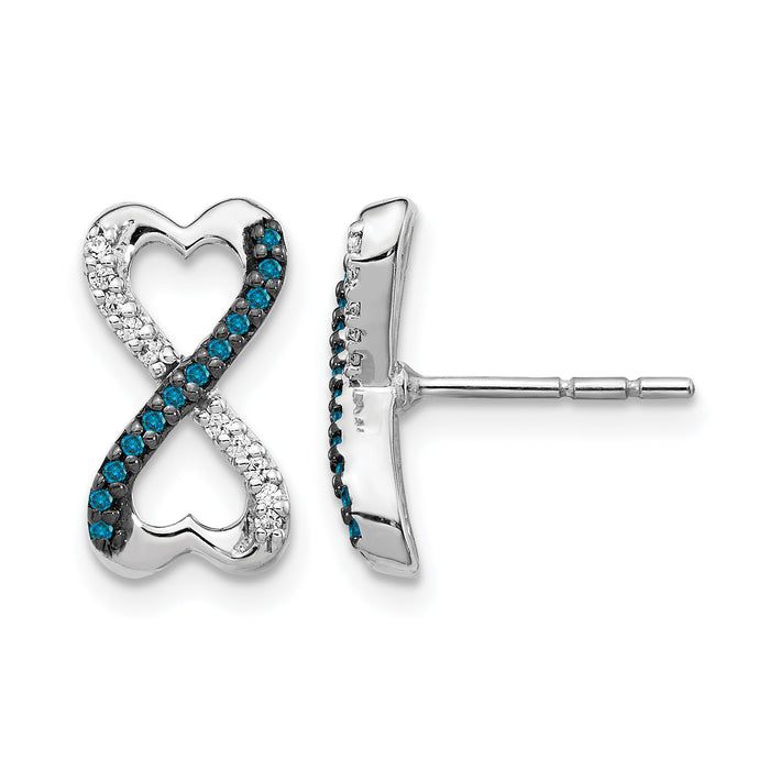 14k White Gold Blue and White Diamond Infinity Heart Post Earrings-EM5516-BD-016-WA