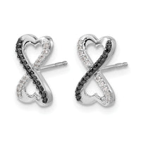14k White Gold Black and White Diamond Infinity Heart Post Earrings-EM5516-BK-016-WA