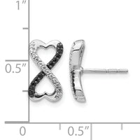 14k White Gold Black and White Diamond Infinity Heart Post Earrings-EM5516-BK-016-WA
