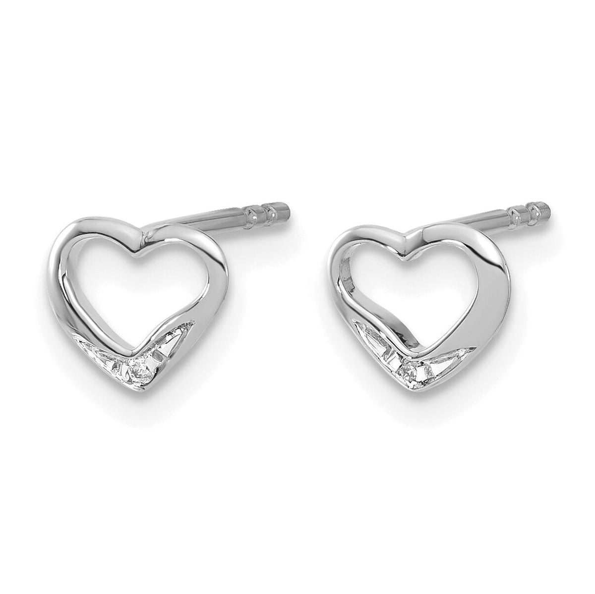 14k White Gold Diamond Heart Post Earrings-EM5518-001-WA