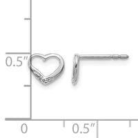 14k White Gold Diamond Heart Post Earrings-EM5518-001-WA