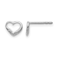 14k White Gold Diamond Heart Post Earrings-EM5518-001-WA