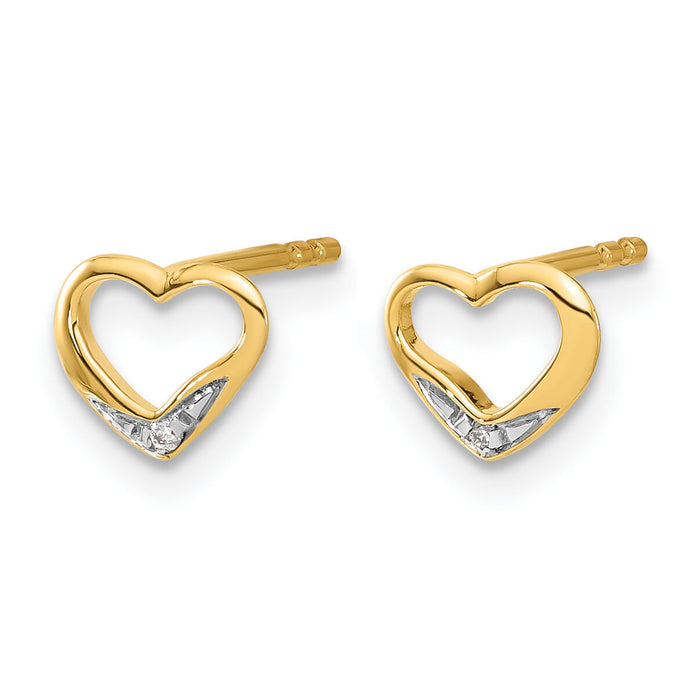 14k and Rhodium Diamond Heart Post Earrings-EM5518-001-YA
