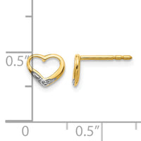 14k and Rhodium Diamond Heart Post Earrings-EM5518-001-YA