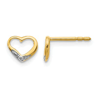 14k and Rhodium Diamond Heart Post Earrings-EM5518-001-YA