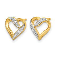14k and Rhodium Diamond Heart Post Earrings-EM5519-002-YA