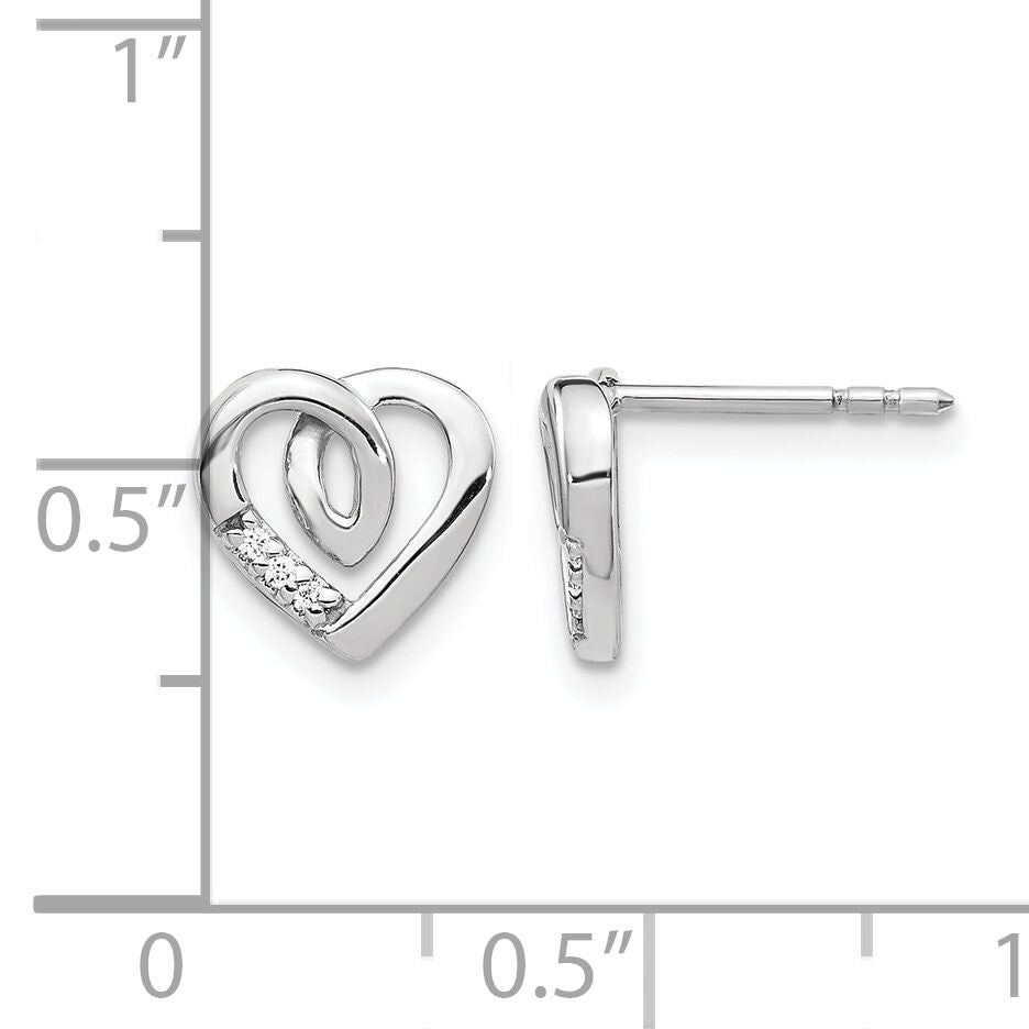 14k White Gold Diamond Heart Post Earrings-EM5520-003-WA