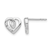 14k White Gold Diamond Heart Post Earrings-EM5520-003-WA