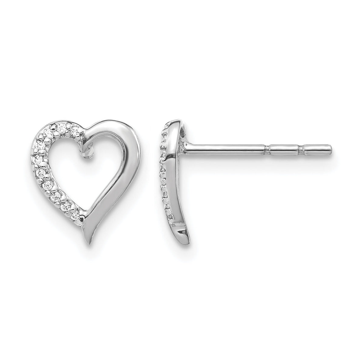 14k White Gold Diamond Heart Earrings-EM5521-005-WA