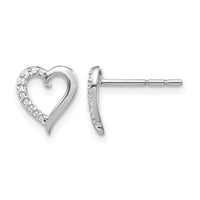 14k White Gold Diamond Heart Earrings-EM5521-005-WA
