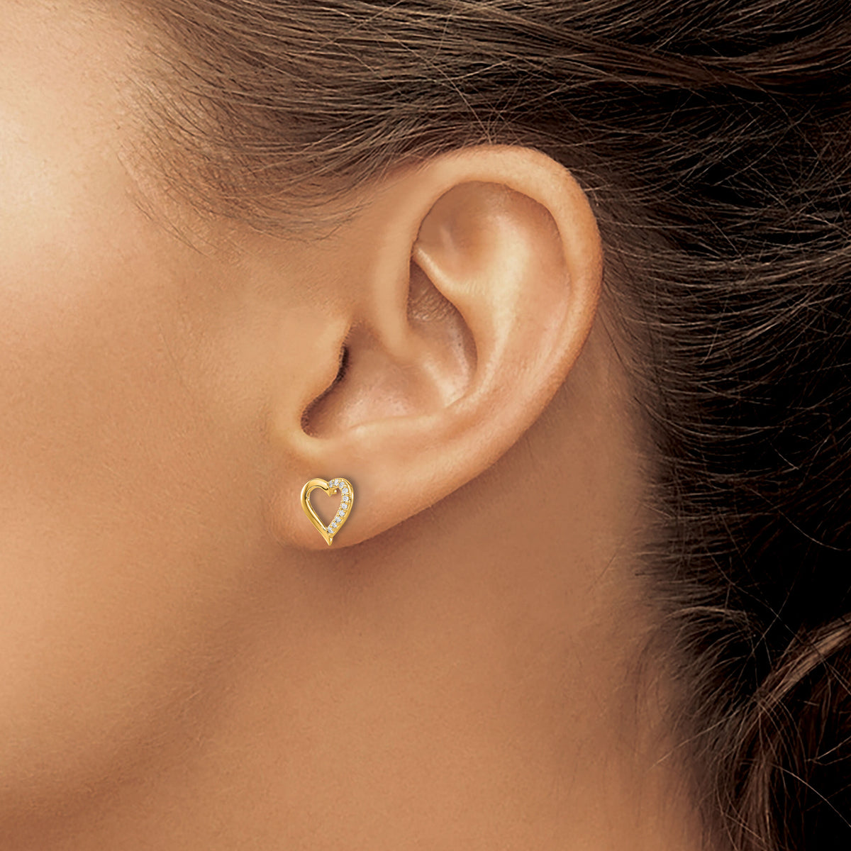 14k Diamond Heart Earrings-EM5521-005-YA