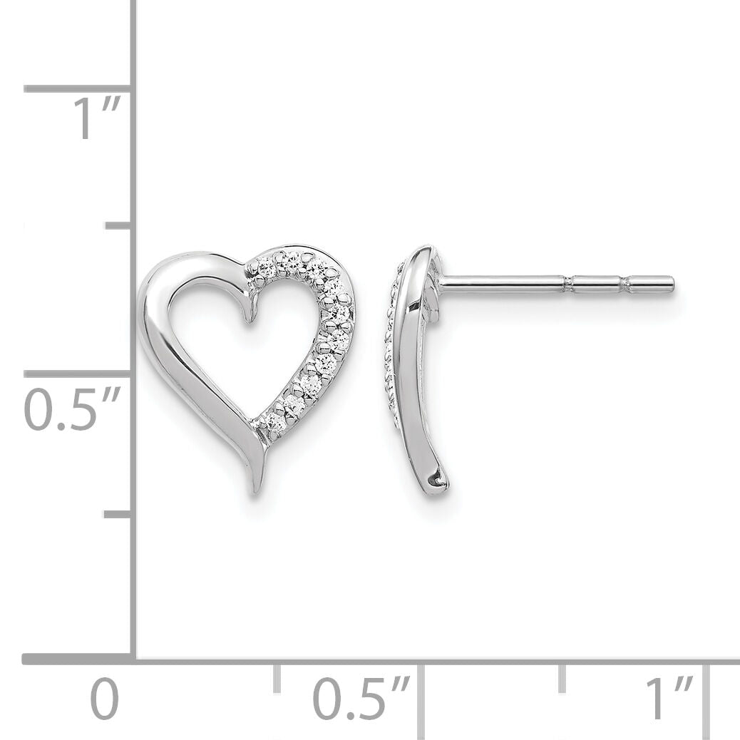 14k White Gold Diamond Heart Earrings-EM5521-010-WA