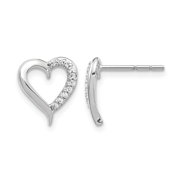 14k White Gold Diamond Heart Earrings-EM5521-010-WA