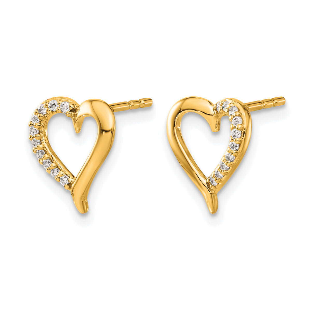 14k Gold Diamond Heart Post Earrings-EM5521-010-YA