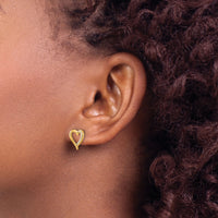 14k Gold Diamond Heart Post Earrings-EM5521-010-YA