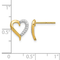 14k Gold Diamond Heart Post Earrings-EM5521-010-YA