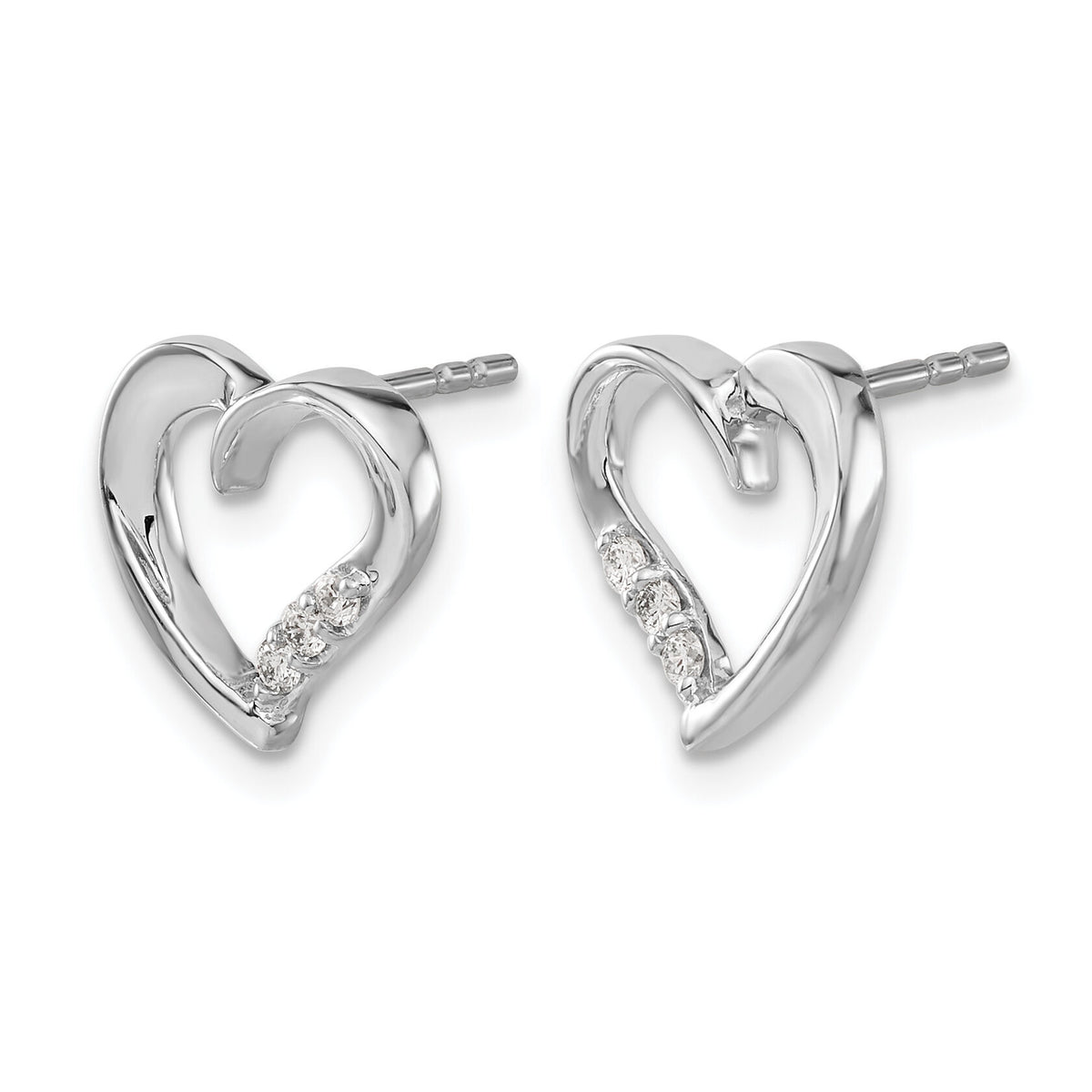 14k White Gold Diamond Heart Earrings-EM5523-010-WA