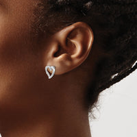 14k White Gold Diamond Heart Earrings-EM5523-010-WA