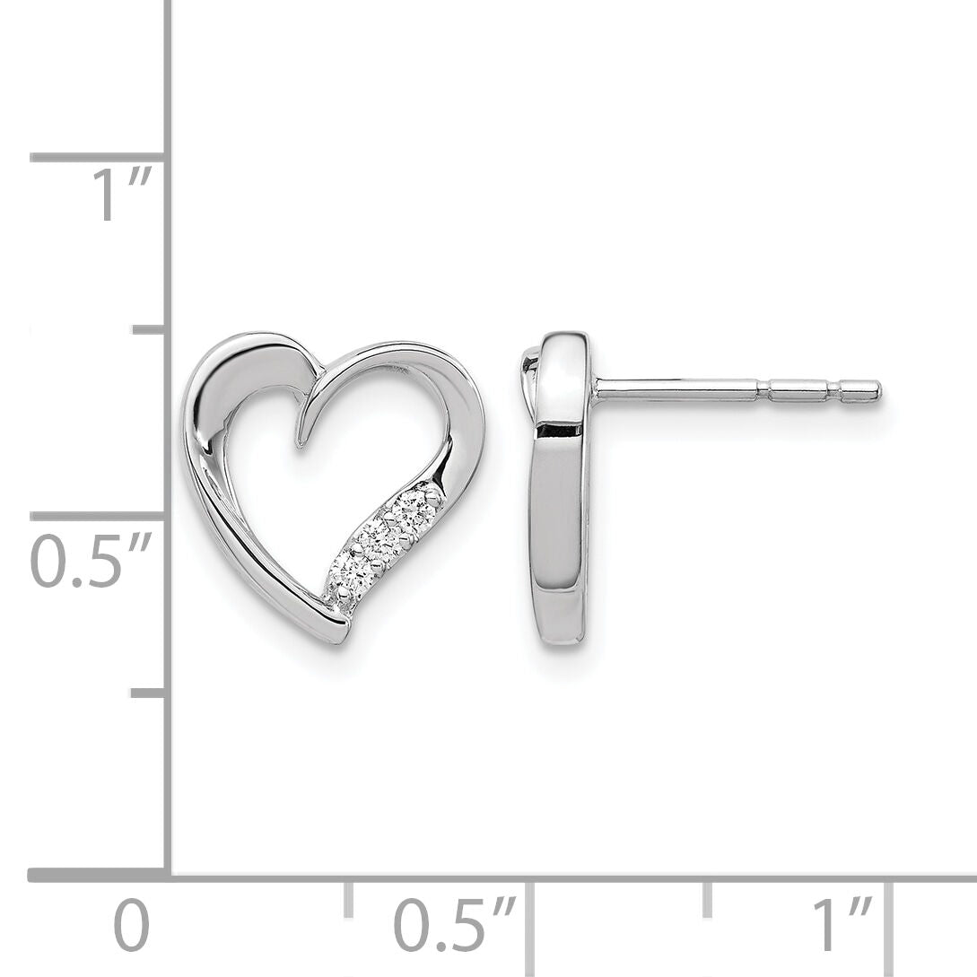 14k White Gold Diamond Heart Earrings-EM5523-010-WA