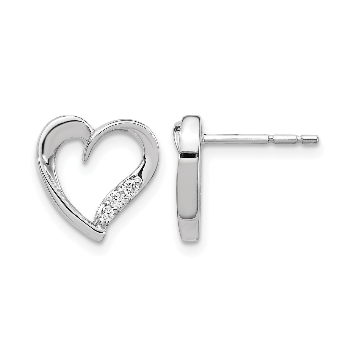 14k White Gold Diamond Heart Earrings-EM5523-010-WA