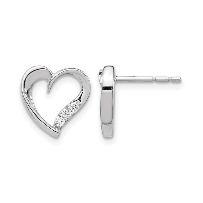 14k White Gold Diamond Heart Earrings-EM5523-010-WA