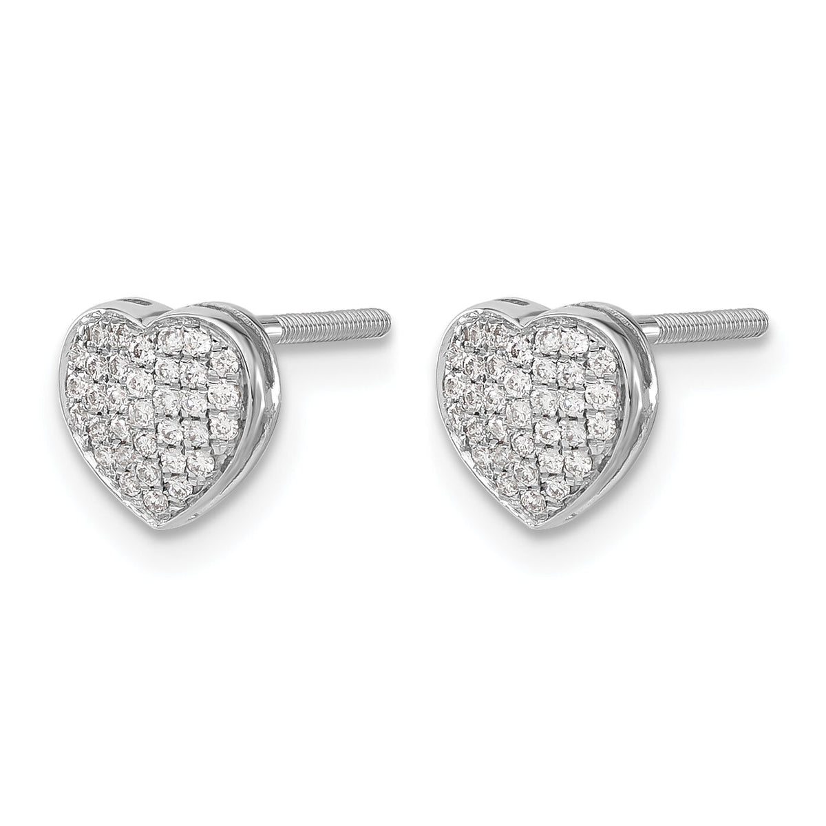 14k White Gold Diamond Heart Screw Back Post Earrings-EM5525-020-WA