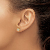 14k Diamond Heart Screw Back Post Earrings-EM5525-020-YA