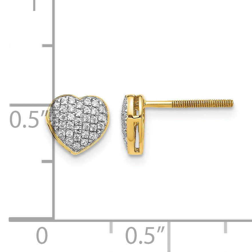 14k Diamond Heart Screw Back Post Earrings-EM5525-020-YA