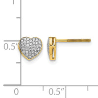 14k Diamond Heart Screw Back Post Earrings-EM5525-020-YA