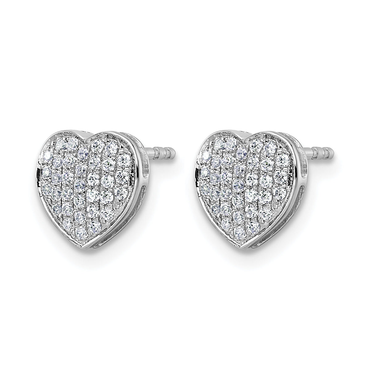 14k White Gold Diamond Heart Post Earrings-EM5525-033-WA