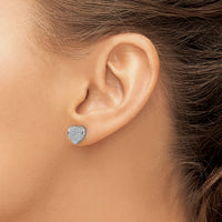 14k White Gold Diamond Heart Post Earrings-EM5525-033-WA