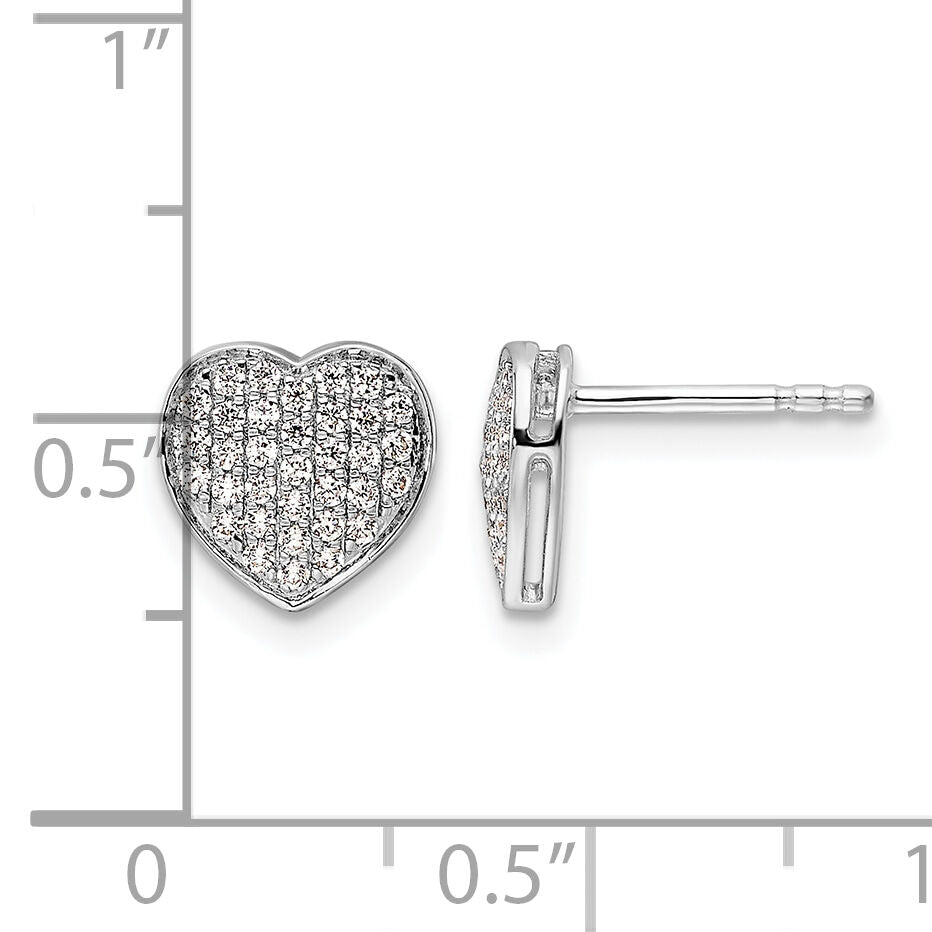 14k White Gold Diamond Heart Post Earrings-EM5525-033-WA