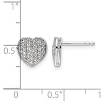 14k White Gold Diamond Heart Post Earrings-EM5525-033-WA