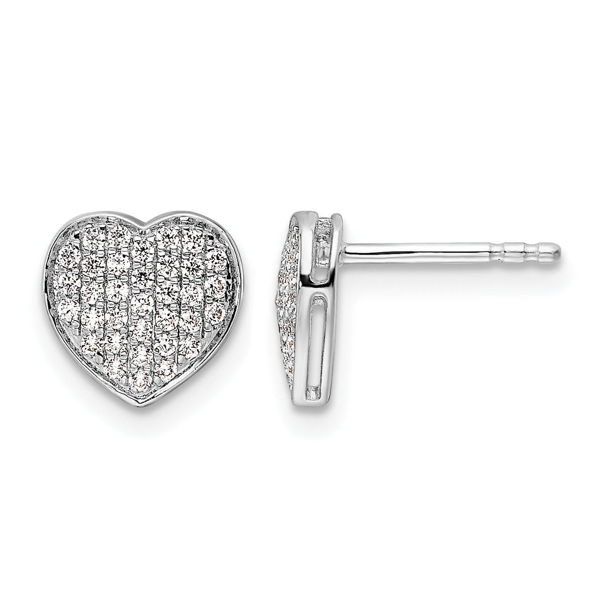 14k White Gold Diamond Heart Post Earrings-EM5525-033-WA