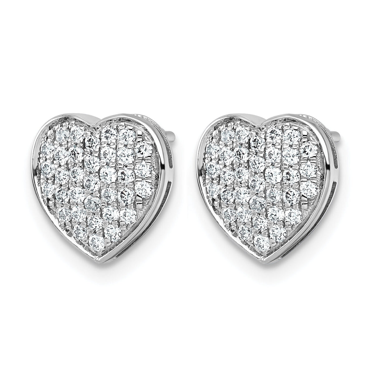 14k White Gold 1/2ct. Diamond Heart Post Earrings-EM5525-050-WA