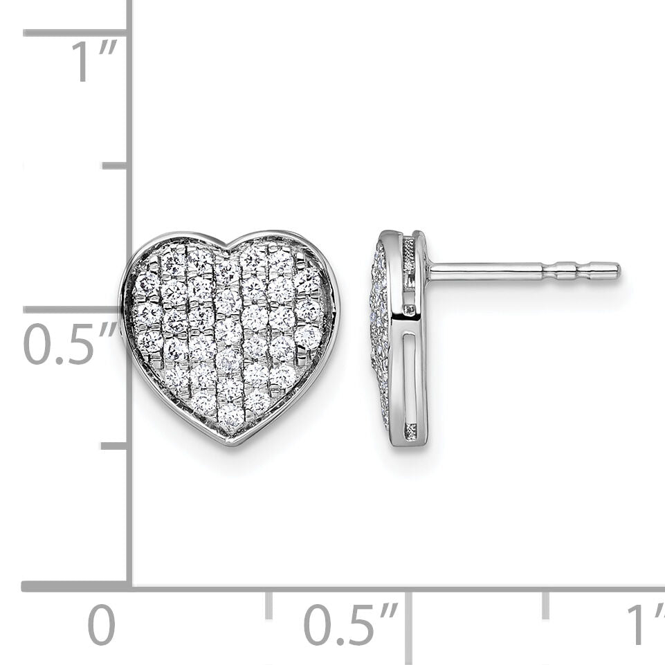 14k White Gold 1/2ct. Diamond Heart Post Earrings-EM5525-050-WA