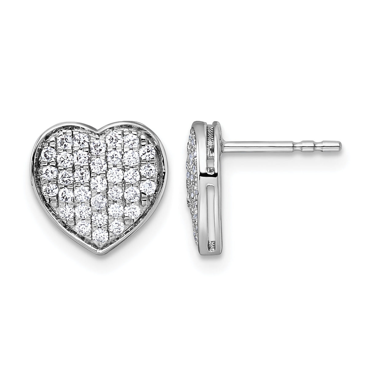14k White Gold 1/2ct. Diamond Heart Post Earrings-EM5525-050-WA