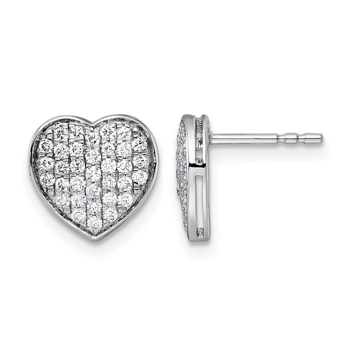 14k White Gold 1/2ct. Diamond Heart Post Earrings-EM5525-050-WA