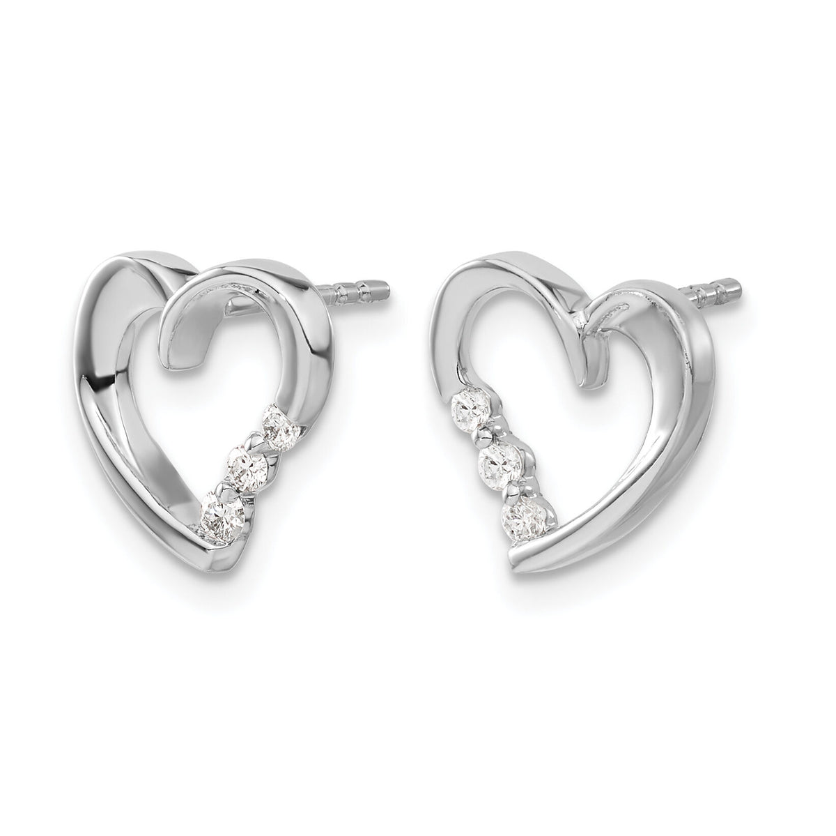 14k White Gold Diamond Heart Post Earrings-EM5528-013-WA