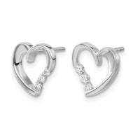 14k White Gold Diamond Heart Post Earrings-EM5528-013-WA