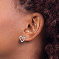 14k White Gold Diamond Heart Post Earrings-EM5528-013-WA