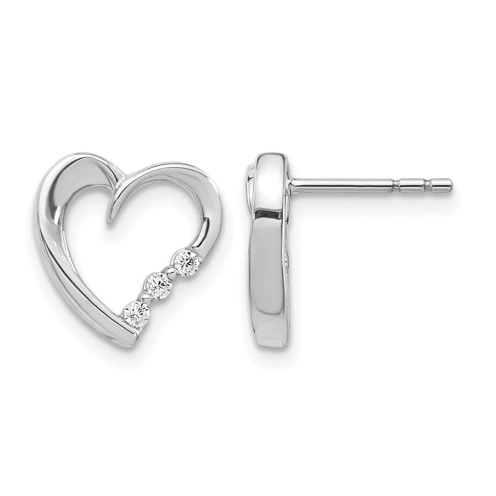 14k White Gold Diamond Heart Post Earrings-EM5528-013-WA