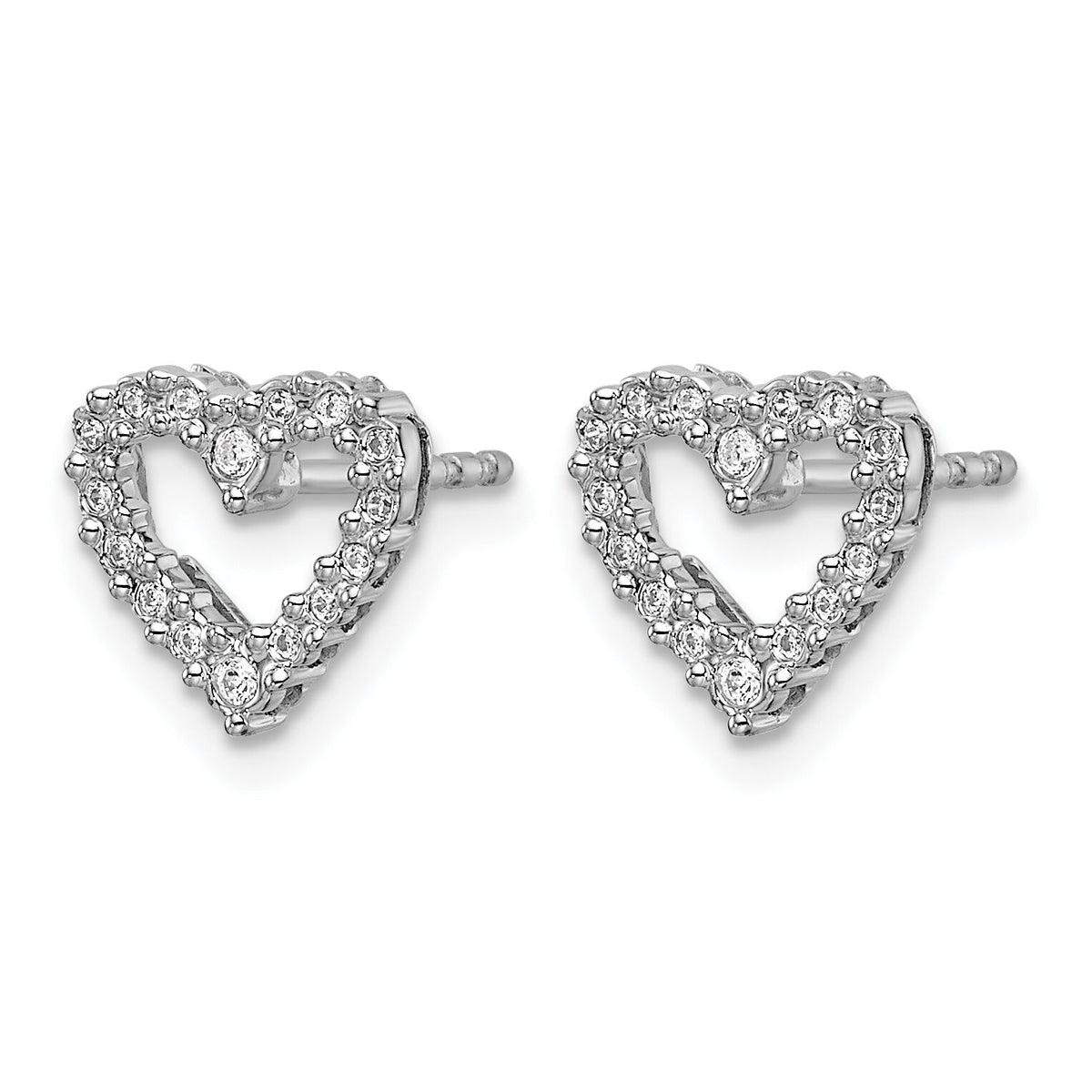 14k White Gold Diamond Heart Earrings-EM5529-010-WA