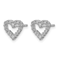 14k White Gold Diamond Heart Earrings-EM5529-010-WA